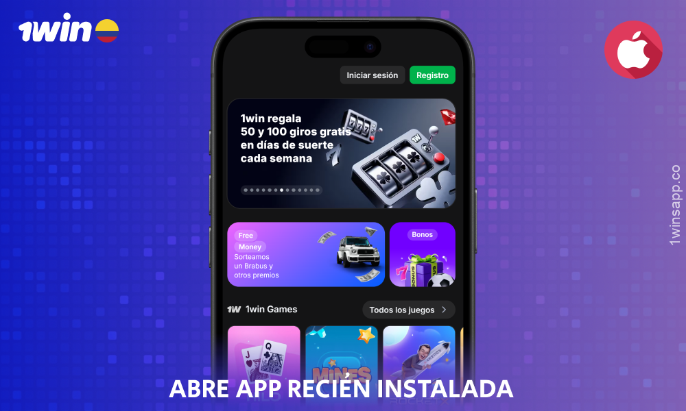 Abre la aplicación móvil 1win Colombia en tu iPhone