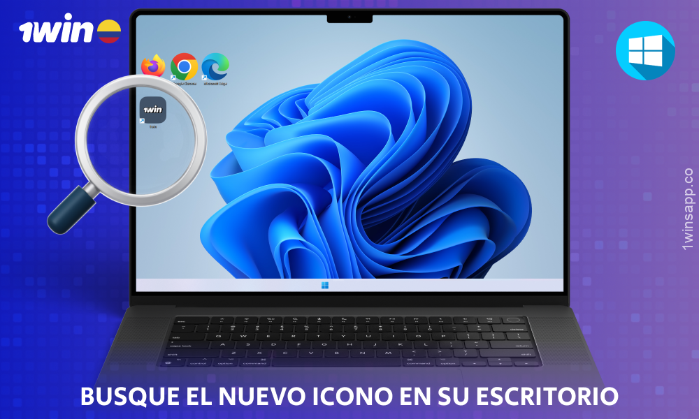 Busca el icono de la aplicación 1win para Windows en tu pantalla de inicio